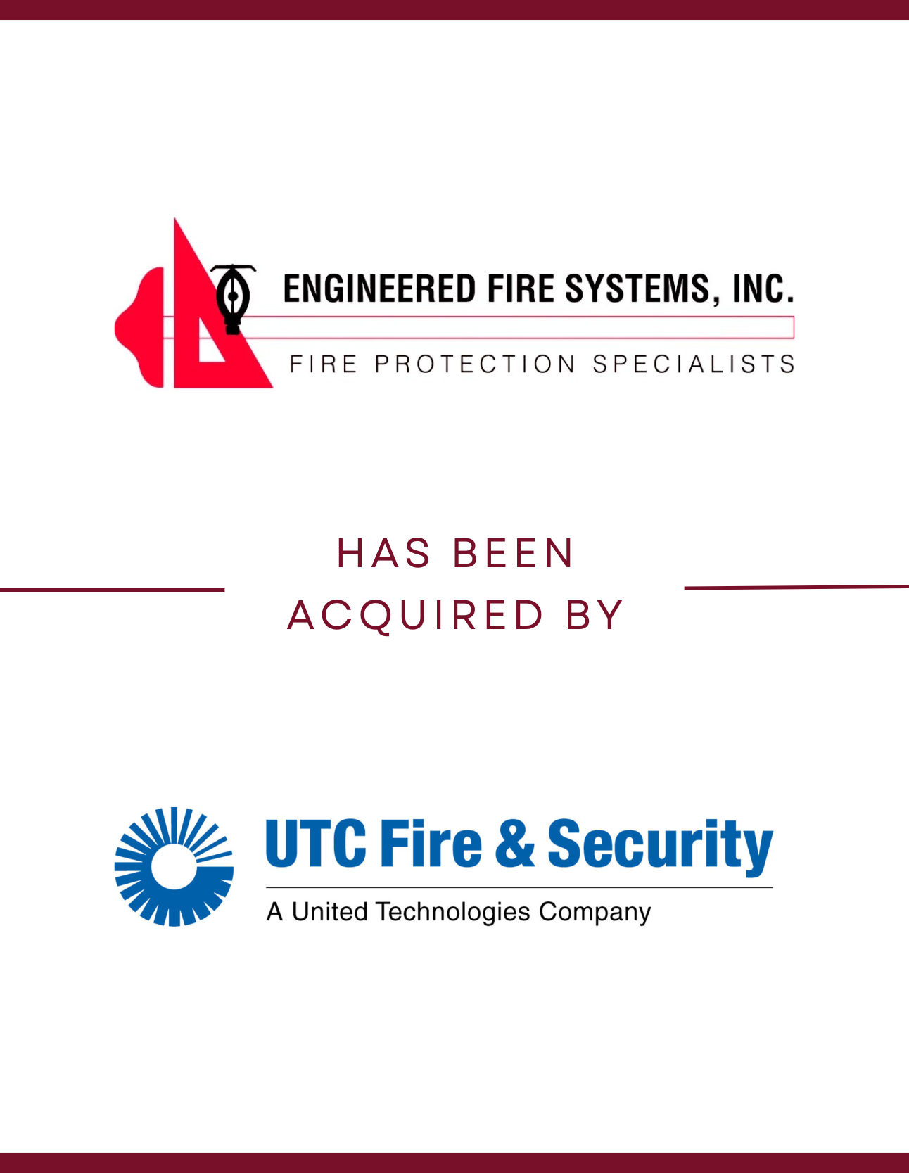 Engineered Fire Systems Transaction Tombstone