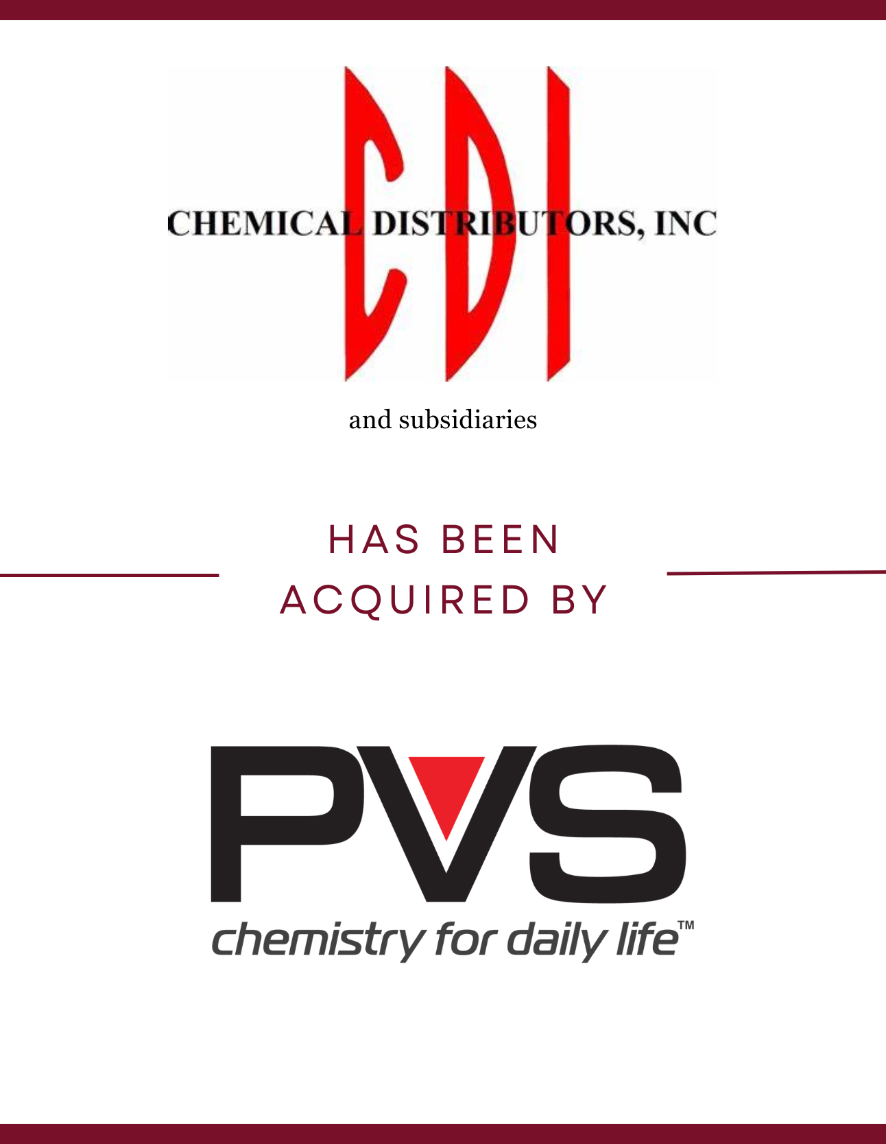 Chemical Distributors Transaction Tombstone